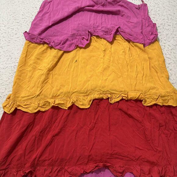 Ivy Street Women's Plus Size 1X Pink Colorful Tiered Maxi Sundress Sleeveless - Picture 6 of 16